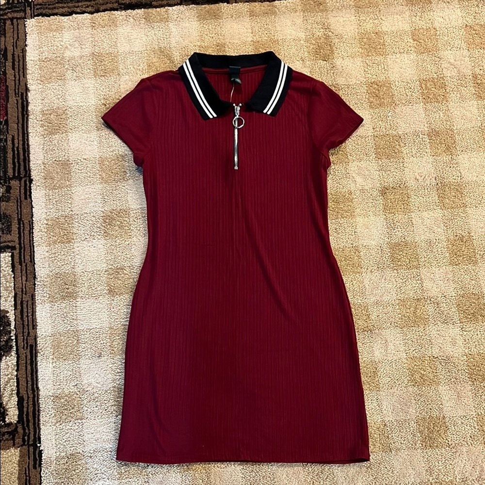 Elegant Burgundy Polo Dress